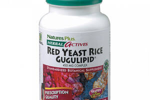 Красный рис Nature's Plus Herbal Actives, Red Yeast Rice Gugulipid 60 Caps