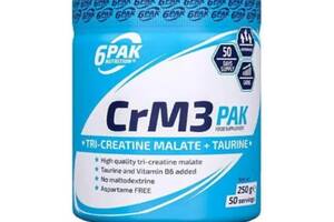 Креатин комплекс 6PAK Nutrition CrM3 PAK Tri-Creatine Malate And Taurine 250 g /50 servings/ Natural