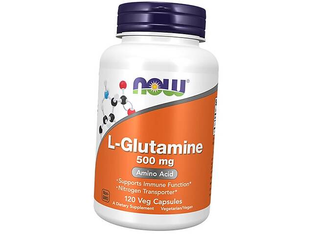 L-Глютамин для иммунитета Glutamine 500 Now Foods 120вегкапс (32128002)