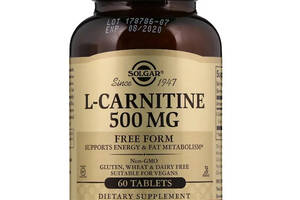 L- Карнитин, L-Carnitine, Solgar, 500 мг, 60 таблеток