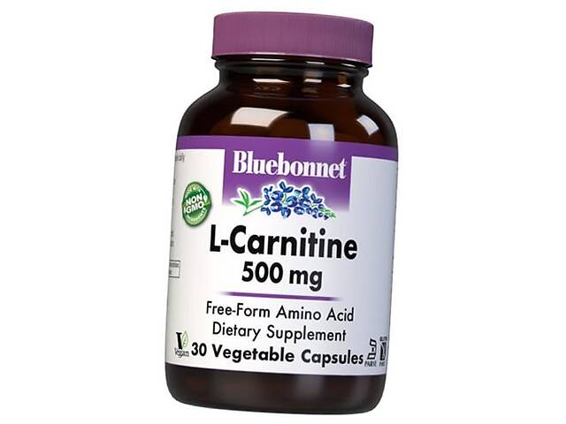 L-Карнитин Тартрат в свободной форме L-Carnitine 500 Bluebonnet Nutrition 30вегкапс (02393004)
