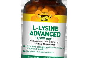 Л Лізин L-Lysine Advanced 1500 Country Life 180вегкапс (27124008)