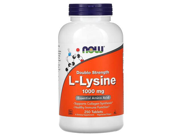 L-лизин L-Lysine Now Foods двойная сила 1000 мг 250 таблеток
