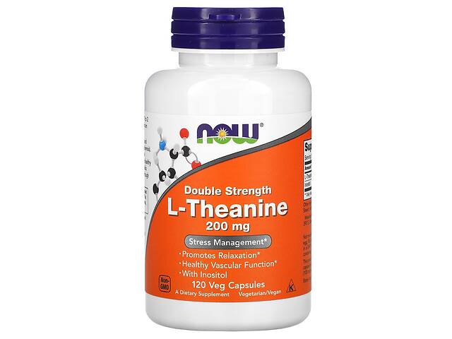 L-теанин L-Theanine Now Foods двойная сила 200 мг 120 вегетарианских капсул