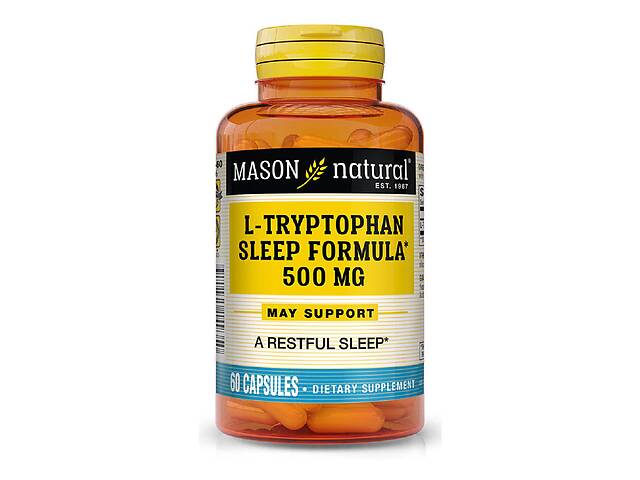 L-триптофан 500 мг Формула для сна L-Tryptophan Sleep Formula Mason Natural 60 капсул