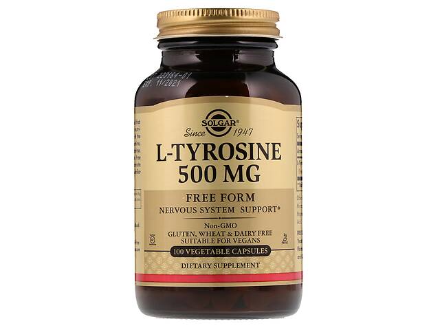 L-Тирозин L-Tyrosine Solgar 500 мг 100 вегетарианских капсул