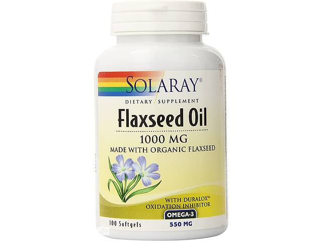 Льняное масло Flaxseed Oil Solaray 1000 мг 100 гелевых капсул