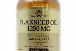 Льняное масло Flaxseed Oil Solgar 1250 мкг 100 гелевых капсул