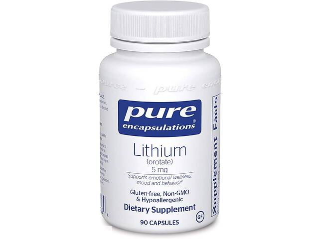 Литий (оротат) Lithium (Orotate) Pure Encapsulations 5 мг 90 капсул
