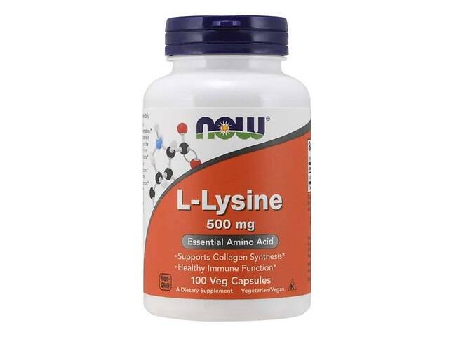 Лизин NOW Foods L-Lysin 500 mg 100 Veg Caps