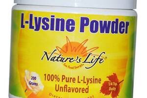 Лизин в порошке L-Lysine Powder Nature's Life 200г Без вкуса (27454001)