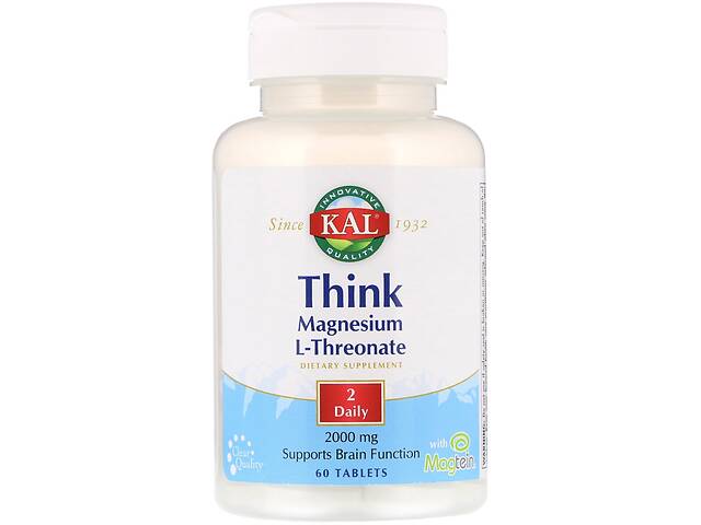 Магний L-треонат Magnesium L-Threonate KAL для мозга 2000 мг 60 таблеток