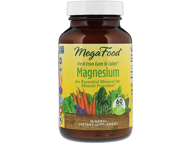 Магний, Magnesium, MegaFood, 60 таблеток