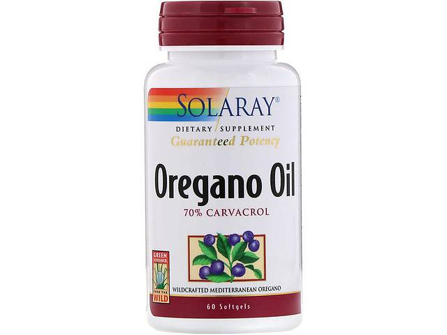 Масло Орегано Solaray Oregano Oil, 70% Carvacrol 60 Softgels SOR41349