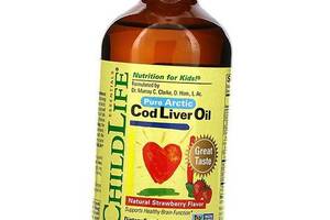 Масло печени трески для детей, Cod Liver Oil, ChildLife 237мл Клубника (67514001)