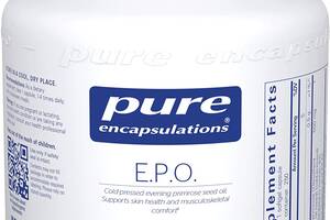 Масло примулы вечерней E.P.O. evening primrose oil Pure Encapsulations содержит 9% GLA 250 капсул