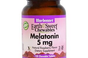 Мелатонин для сна Bluebonnet Nutrition EarthSweet Chewables, Melatonin 5 mg 120 Chewable Tabs Natural Raspberry Flavo...