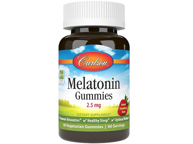 Мелатонин для сна Carlson Labs Melatonin Gummies 2,5 mg 60 Gummies Strawberry