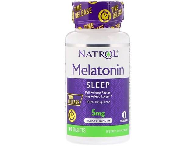 Мелатонин для сна Natrol Melatonin Time Release Extra Strength 5 mg 100 Tabs NTL-04837