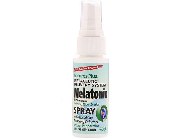 Мелатонин для сна Nature's Plus Insta Nutrient, Melatonin Supplement Spray, 2 fl oz 59,14 ml Natural Peppermint NTP4762
