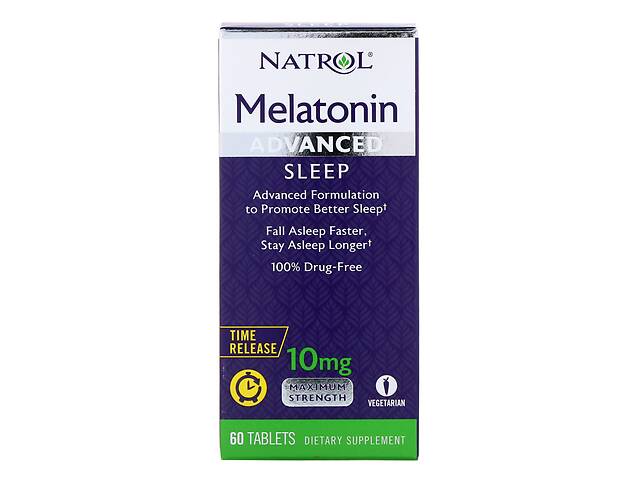 Мелатонин Медленного Высвобождения 10 мг, Melatonin Advanced Sleep, Natrol, 60 таблеток