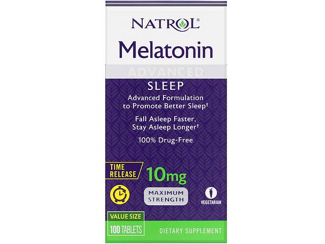 Мелатонин Melatonin Advanced Sleep Natrol медленное высвобождение 10 мг 100 таблеток