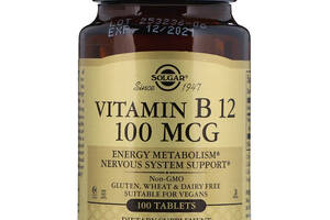 Метилкобаламин Solgar Vitamin B12 100 mcg 100 Veg Tabs SOL-03180