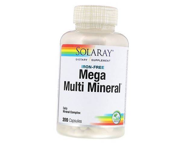 Мультиминеральный комплекс без железа Mega Multi Mineral Iron Free Solaray 200капс (36411041)