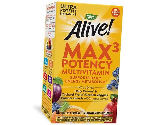 Мультивитамины Alive! Max3 Potency Multivitamin Nature's Way 90таб (36344115)