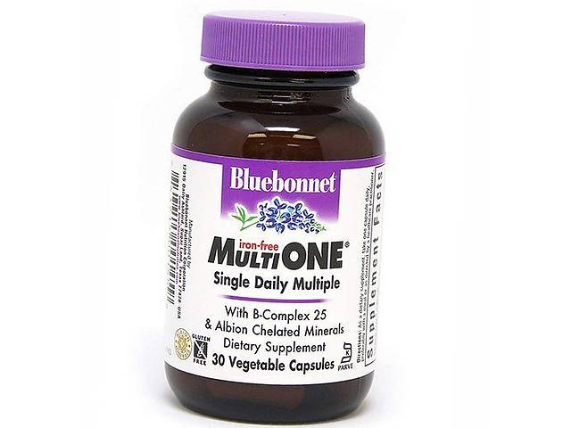 Мультивитамины без железа MultiOne iron Free Bluebonnet Nutrition 30вегкапс (36393038)