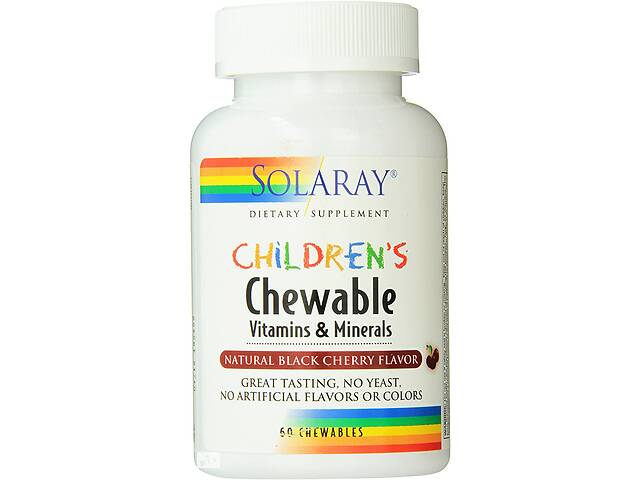 Мультивитамины для детей Children's Vitamins and Minerals Solaray вкус вишни 60 жевательных таблеток