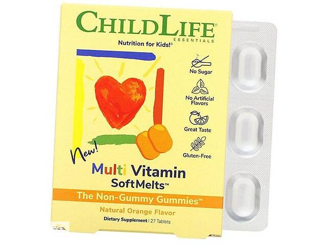 Мультивитамины для детей Multi Vitamin SoftMelt ChildLife 27таб Апельсин (36514002)