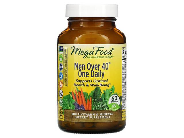 Мультивитамины Для Мужчин 40+, Men’s One Daily, MegaFood, 60 Таблеток