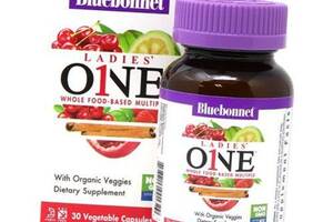 Мультивітаміни для жінок, Ladies One Whole Food-Based Multiple, Bluebonnet Nutrition 30вегкапс.