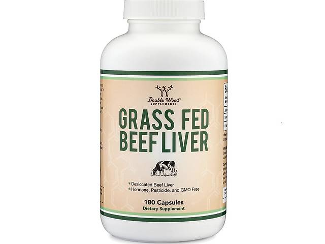 Мультивитамины Double Wood Supplements Grass Fed Beef Liver 1000 mg (2 caps per serving) 180 Caps