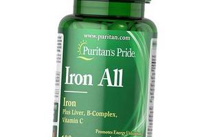Мультивитамины с железом Iron All Puritan's Pride 100таб (36367161)