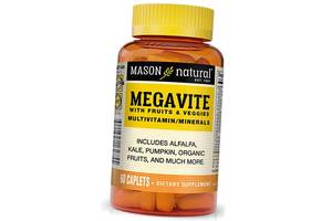 Мультивитамины и экстракты из овощей и фруктов Megavite with Fruits & Veggies Multivitamin/Minerals Mason Natural 60к...