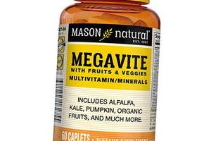 Мультивитамины и экстракты из овощей и фруктов Megavite with Fruits & Veggies Multivitamin/Minerals Mason Natural 60к...