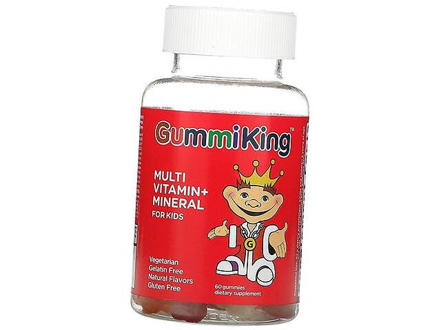 Мультивитамины и Минералы для детей Multi Vitamin + Mineral For Kids GummiKing 60таб Фруктовый (36536001)