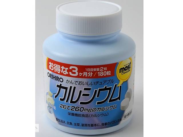 Микроэлемент Кальций Orihiro Calcium 180 Chewable Tabs Yogurt