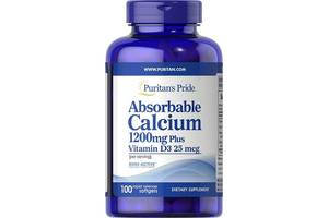 Микроэлемент Кальций Puritan's Pride Absorbable Calcium 1200 mg with Vitamin D 1000 IU 100 Softgels