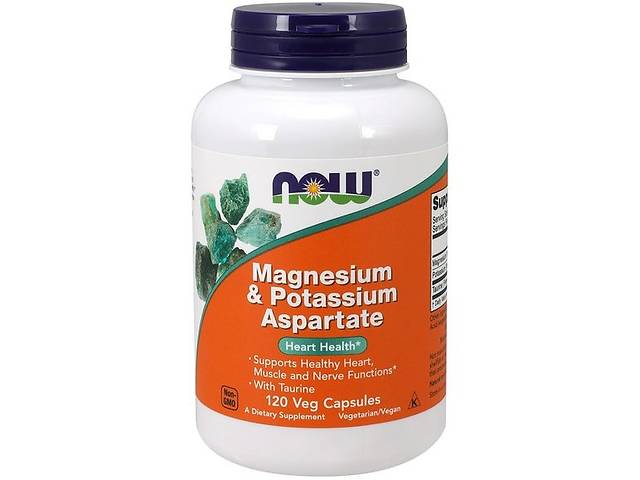 Микроэлемент Магний NOW Foods Magnesium & Potassium Aspartate with Taurine Capsules 120 Veg Caps
