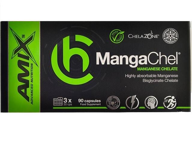 Микроэлемент Марганец Amix Nutrition ChelaZone MangaChel Manganese Bisglycinate Chelate 90 Veg Caps
