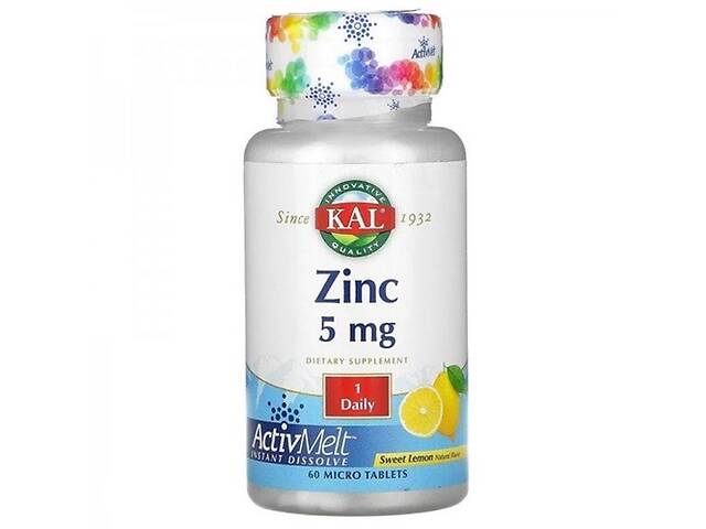 Микроэлемент Цинк KAL Zinc 5 mg 60 Micro Tablets Sweet Lemon