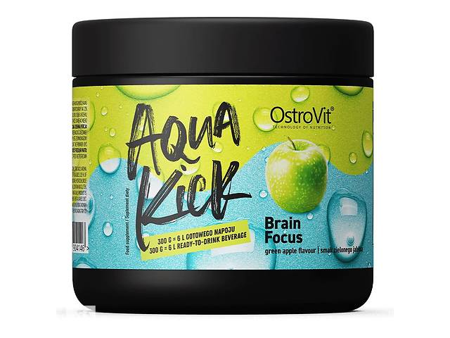 Натуральная добавка для спорта OstroVit Aqua Kick Brain Focus 300 g /30 servings/ Green Apple
