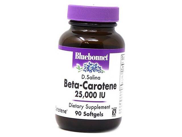 Натуральный Бета Каротин Natural Beta Carotene 25000 Bluebonnet Nutrition 90гелкапс (72393010)