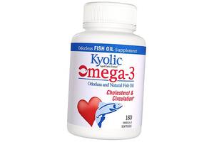 Натуральный Рыбий Жир без запаха Omega-3 Cholesterol & Circulation Kyolic 180гелкапс (67539001)