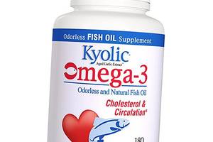 Натуральный Рыбий Жир без запаха Omega-3 Cholesterol & Circulation Kyolic 180гелкапс (67539001)