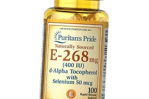 Натуральный Витамин Е Natural Vitamin E-with Selenium 400 Puritan's Pride 100гелкапс (36367210)