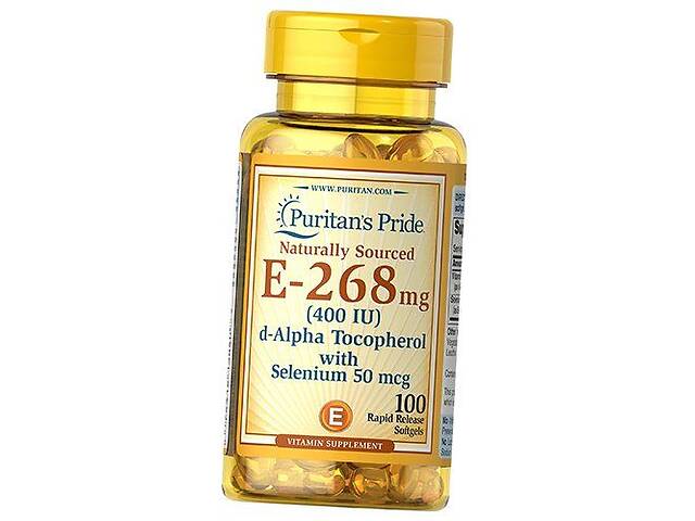 Натуральный Витамин Е Natural Vitamin E-with Selenium 400 Puritan's Pride 100гелкапс (36367210)